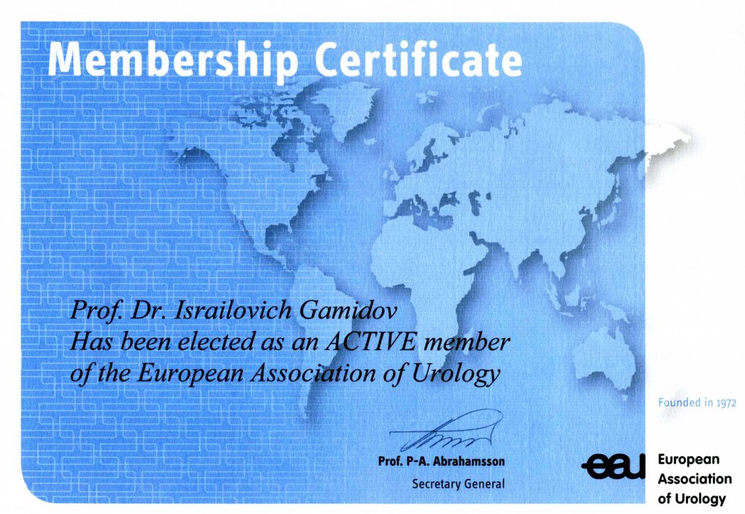 Elected as an ACTIVE member of the European Association of Urology
