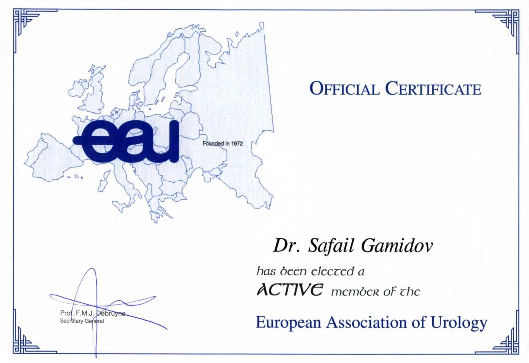 Elected a ACTIVE member of the European Association of Urology